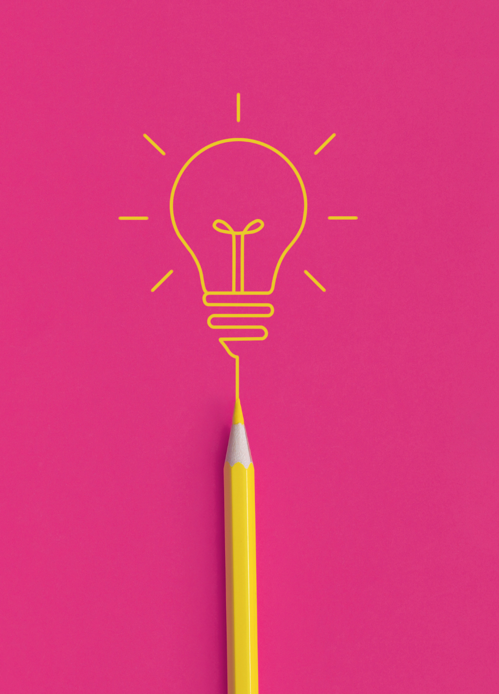 magtyne image_pink bg_yellow pencil lightbulb